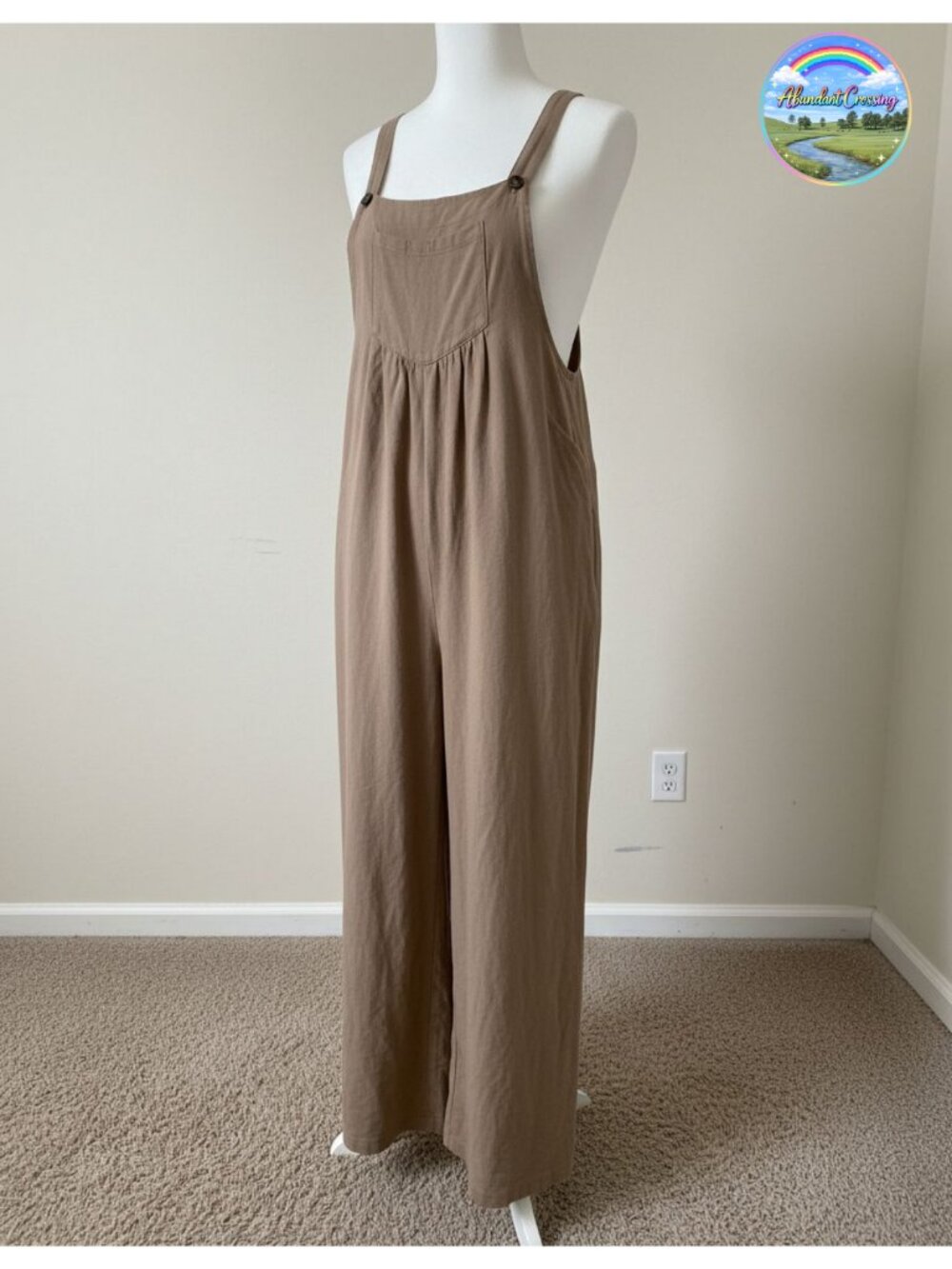 Zontroldy Cotton Blend Wide Leg Overalls Adjustable Straps Pockets Summer